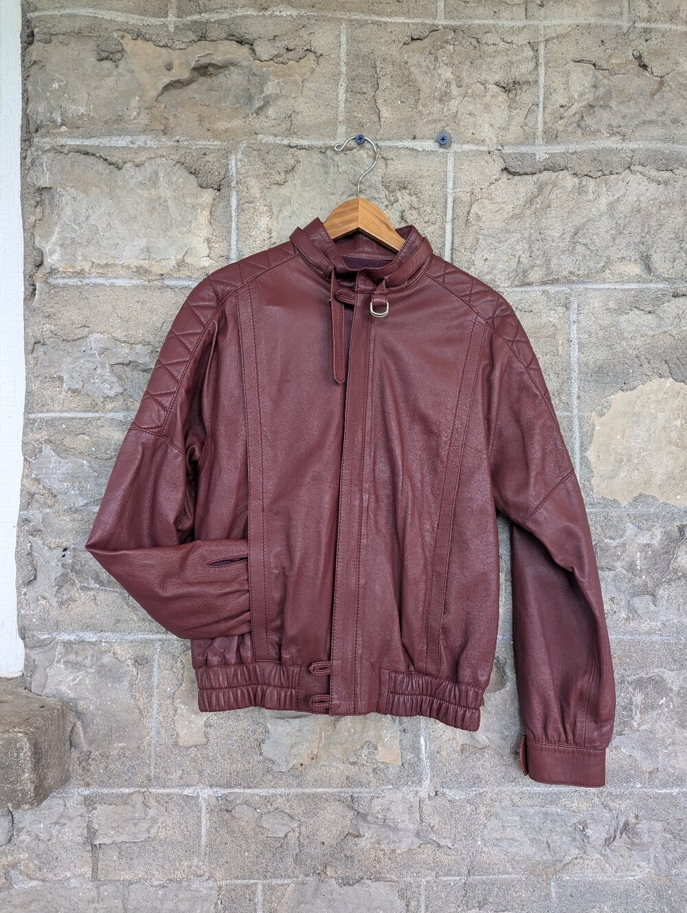 Pieles Prieto Barcelona Spanish Luxury Leather Bomber Jacket Burgundy Exclusive